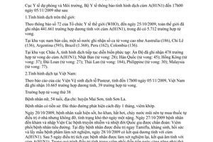 Thông báo 2204/TB-DPMT tình hình dịch cúm A(H1N1)