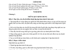 Nghị định 101/2009/NĐ-CP thí điểm thành lập, tổ chức, hoạt động quản lý tập đoàn kinh tế nhà nước