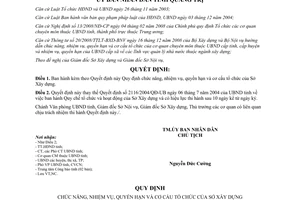 Quyết định 30/2009/QĐ-UBND chức năng nhiệm vụ quyền hạn Sở Xây dựng Quảng Trị