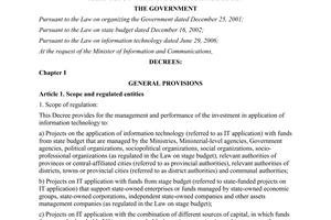 Decree No. 102/2009/ND-CP management investment application information technology funds state budget 2009