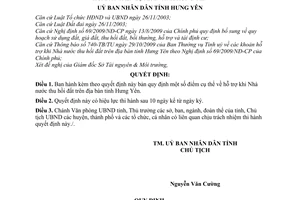 Quyết định 21/2009/QĐ-UBND  hỗ trợ khi Nhà nước thu hồi đất trên địa bàn tỉnh Hưng Yên