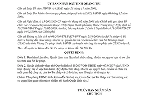 Quyết định 28/2009/QĐ-UBND chức năng nhiệm vụ quyền hạn cơ cấu Sở Tư pháp