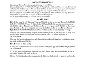 Quyết định 2999/QĐ-BTP công bố  thành lập Tổng cục Thi hành án dân sự Bộ Tư pháp