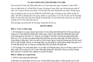 Quyết định 60/2009/QĐ-UBND quy định chức năng, nhiệm vụ quyền hạn cơ cấu tổ chức