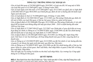 Quyết định 2222/QĐ-TCHQ quy trình tạm thời  thu, nộp thuế hàng hóa xuất nhập khẩu qua ngân hàng bằng phương thức điện tử