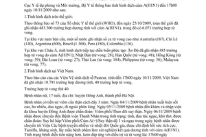 Thông báo 2248/TB-DPMT  tình hình dịch cúm A(H1N1)