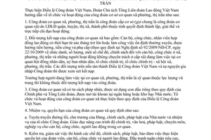 Hướng dẫn 1902/HD-TLĐ tổ chức và hoạt động Công đoàn cơ sở cơ quan xã, phường, thị trấn