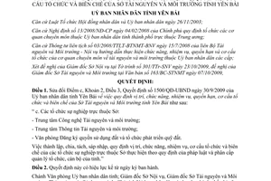 Quyết định 1729/QĐ-UBND sửa đổi Quyết định 1500/QĐ-UBND cơ cấu tổ chức sở tài nguyên môi trường Yên Bái 2009