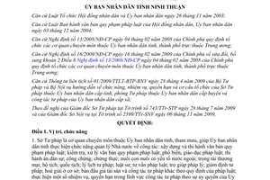 Quyết định 489/2009/QĐ-UBND chức năng nhiệm vụ cơ cấu tổ Sở Tư pháp Ninh Thuận