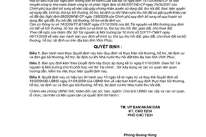 Quyết định 59/2009/QĐ-UBND  thực hiện bồi thường, hỗ trợ, tái định cư Nhà nước thu hồi đất