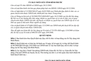 Quyết định 53/2009/QĐ-UBND Quy chế tổ chức hoạt động Sở Xây dựng Bình Phước