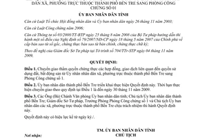 Quyết định 2690/QĐ-UBND 2009 chuyển giao thẩm quyền chứng thực thành phố Bến Tre