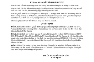 Quyết định 34/2009/QĐ-UBND quy chế công nhận danh hiệu văn hóa Hải Dương