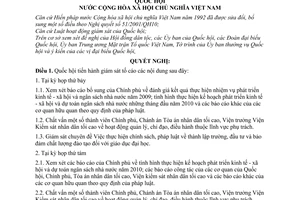 Nghị quyết 39/2009/QH12 Chương trình hoạt động giám sá Quốc hội năm 2010