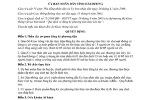 Quyết định 35/2009/QĐ-UBND phân cấp đăng ký phương tiện thủy nội địa Hải Dương