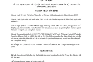 Quyết định 2509/QĐ-UBND 2009 chế độ đặc thù nghề nghiệp cán bộ Trung tâm Bảo trợ Xã hội Thừa Thiên Huế