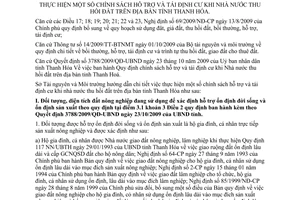 Hướng dẫn 2201/HD-STNMT 2009 chính sách hỗ trợ tái định cư Nhà nước thu hồi đất Thanh Hóa