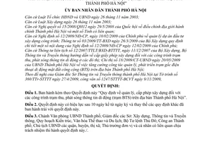 Quyết định 114/2009/QĐ-UBND  quản lý, cấp phép xây dựng các công trình trạm thu phát sóng thông tin di động (trạm BTS)