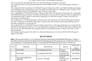 Quyết định 91/2009/QĐ-UBND điều chỉnh bảng giá tối thiểu dùng làm căn cứ tính lệ phí trước bạ truy thu thuế hoạt động kinh doanh xe ô