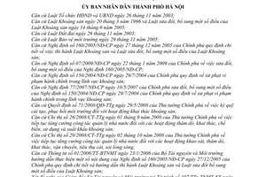Quyết định 115/2009/QĐ-UBND quản lý hoạt động khoáng sản trên địa bàn thành phố Hà Nội