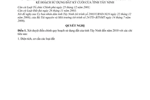 Nghị quyết 55/NQ-CP xét duyệt điều chỉnh quy hoạch sử dụng đất đến năm 2010 kế hoạch sử dụng đất kỳ cuối tỉnh Tây Ninh