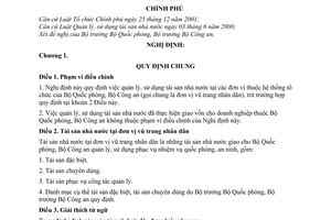 Nghị định 106/2009/NĐ-CP quản lý, sử dụng tài sản nhà nước tại đơn vị vũ trang nhân dân