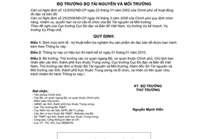 Thông tư 23/2009/TT-BTNMT định mức kinh tế - kỹ thuật kiểm tra nghiệm thu sản phẩm đo đạc bản đồ