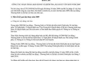 Báo cáo 125/BC-LĐTBXH công tác soạn thảo kiểm tra rà soát văn bản năm 2009