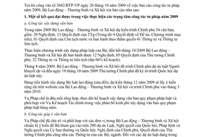 Báo cáo 124/BC-LĐTBXH  công tác tư pháp năm 2009