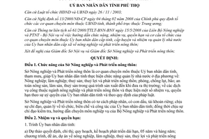 Quyết định 3878/QĐ-UBND 2009 nhiệm vụ quyền hạn tổ chức bộ máy Sở Nông nghiệp Phú Thọ