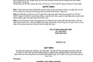 Quyết định 60/2009/QĐ-UBND sử dụng xe thô sơ, xe gắn máy; xe mô tô hai, ba bánh các loại xe tương tự vận chuyển hành khách