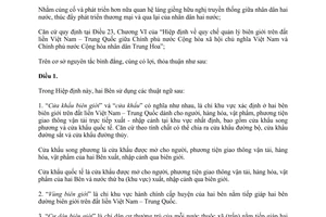 Hiệp định cửa khẩu quy chế quản lý cửa khẩu biên giới trên đất liền