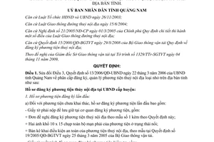 Quyết định 39/2009/QĐ-UBND sửa đổi phân cấp quản lý đăng ký phương tiện thủy nội