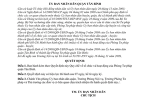 Quyết định 10/2009/QĐ-UBND Quy chế  tổ chức hoạt động  Phòng Tư pháp quận Tân Bình