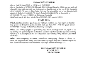 Quyết định 800/QĐ-UBND  Kế hoạch phát triển nhà ở cho người có thu nhập thấp tại khu vực đô thị trên địa bàn tỉnh Bình Định giai đoạn 2009 – 2015