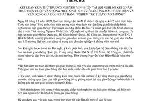 Thông báo 824/TB-BGDĐT vận động Học sinh sinh viên chấp hành luật giao thông