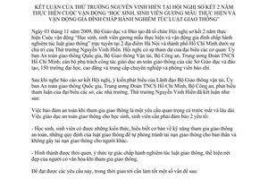 Thông báo 124/TB-BGDĐT kết luận Thứ trưởng Nguyễn Vinh Hiển cuộc vận động học sinh, sinh viên gương mẫu gia đình chấp hành luật giao thông