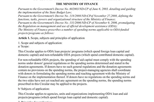 Circular No. 219/2009/TT-BTC of November 19, 2009, prescribing a number of spending norms applicable to official development assistance-funded project