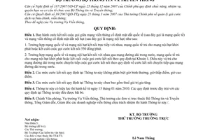 Thông tư 30/2009/TT-BTTTT cước kết nối cuộc gọi giữa mạng viễn thông cố định mặt đất quốc tế