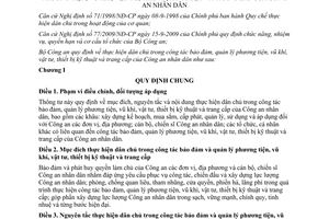 Thông tư 65/2009/TT-BCA thực hiện dân chủ trong công tác bảo đảm quản lý phương tiện vũ khí vật tư