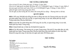 Quyết định 1909/QĐ-TTg  bổ sung dự toán chi chương trình mục tiêu quốc gia giảm nghèo năm 2010