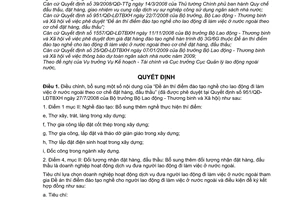 Quyết định 1542/QĐ-LĐTBXH điều chỉnh Đề án thí điểm đào tạo nghề cho lao động đi làm việc ở nước ngoài theo cơ chế đặt hàng, đấu thầu