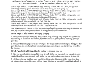Thông tư liên tịch 34/2009/TTLT-BGDĐT-BCA hướng dẫn công tác bảo đảm an ninh, trật tự tại các cơ sở giáo dục hệ thốnggiáo dục quốc dân