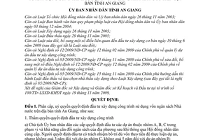 Quyết định 52/2009/QĐ-UBND phân cấp quyết định đầu tư