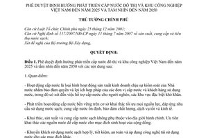 Quyết định 1929/QĐ-TTg phê duyệt định hướng phát triển cấp nước đô thị khu công nghiệp Việt Nam đến năm 2025 và tầm nhìn đến năm 2050