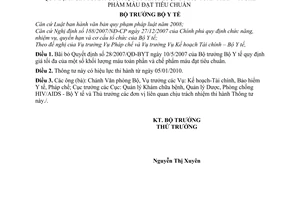 Thông tư 20/2009/TT-BYT  bãi bỏ Quyết định 28/2007/QĐ-BYT giá tối đa khối lượng máu toàn phần chế phẩm máu đạt tiêu chuẩn