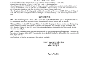 Quyết định 19/2009/QĐ-UBND sửa đổi Quyết định 14/2009/QĐ-UBND lịch thời vụ nuôi tôm biển trên địa bàn tỉnh Bến Tre