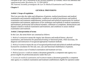 Law No. 40/2009/QH12, on medical examination and treatment