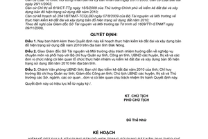 Quyết định 1810/QĐ-UBND kế hoạch thực hiện kiểm kê đất đai