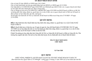 Quyết định 35/2009/QĐ-UBND chức năng, nhiệm vụ, quyền hạn cơ cấu tổ chức Sở Kế hoạch Đầu tư